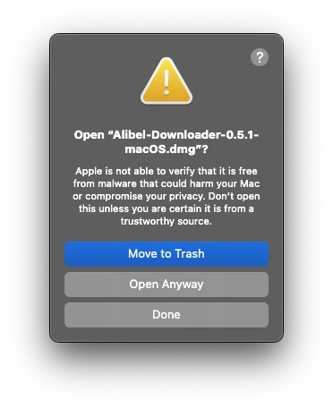 Open Anyway confirmation for the DMG