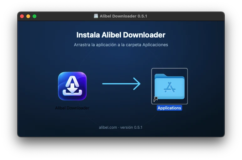 DMG window showing the app and Applications folder